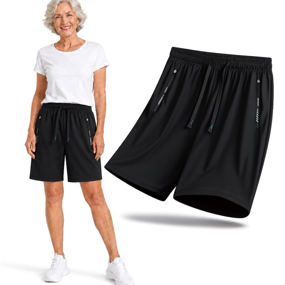 Women’s Ice Silk Cooling Shorts, High Waist Quick-Dry Stretch Summer Lounge Shorts
