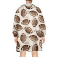 thumbnail image 2 of Brown Footballs on Beige Pattern Wearable Oversized Blanket,Wearable Blanket Hoodie for Adults,Cozy Hooded Blankets with Super Pockets,Super Warm Fuzzy Pullover for Women & Men, 2 of 6