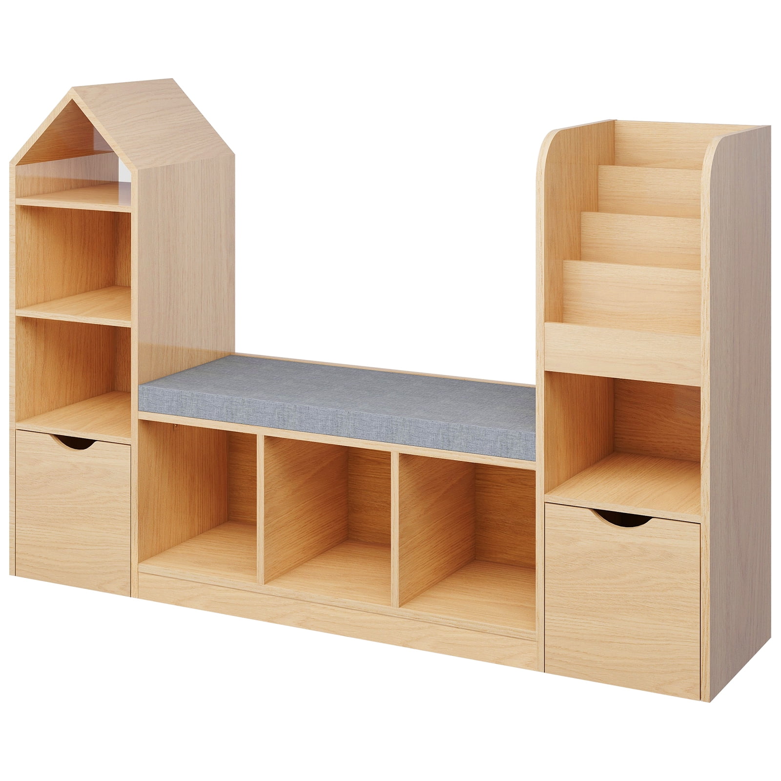 HaoGZMZFCL 7-Tier Wood Bookshelf – Natural Pine Storage Organizer For Living Room Or Study - View #6