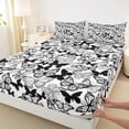 thumbnail image 3 of Homewish Flying Butterflies 3pcs Twin Sheet Sets for Boys Girls,Black White Twin Fitted Sheet,Retro Vintage Breathable Flat Sheet,Breathable Home Decor, 3 of 7