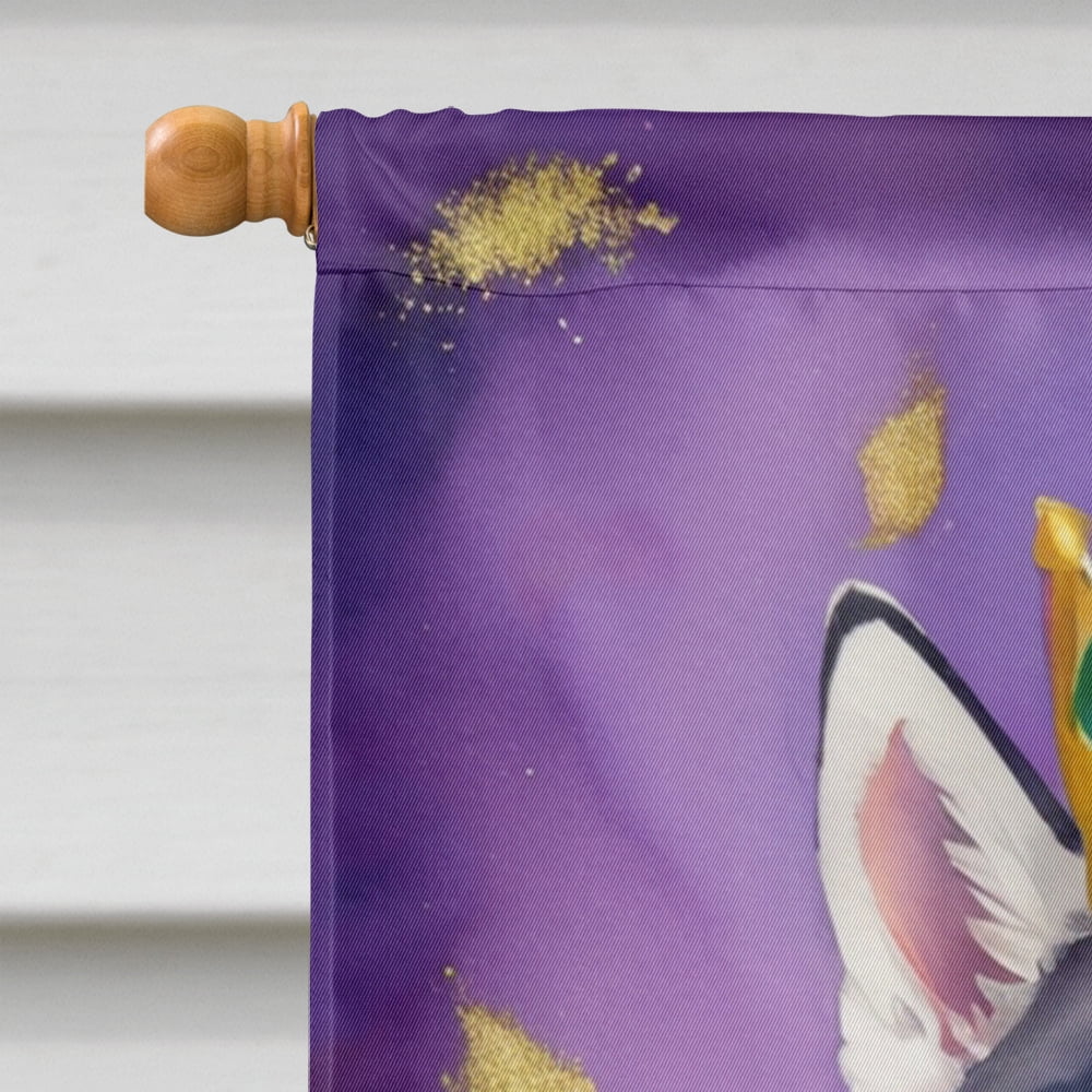 Siberian Husky King of Mardi Gras House Flag 28 in x 40 in