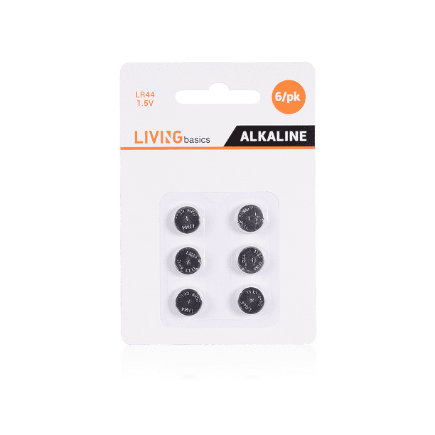 Pile bouton alcaline LR44 Piles bouton 1.5V, 6 paquets - LIVINGbasics®