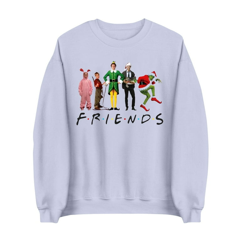Affordable Christmas Friends Funko Pop Sweatshirt Funny Pullover Graphic Women s Fashion Daily Versatile Casual Crewneck Sweatshirts Daily Long Sleeve Patchwork Top Sweatshirts Walmart