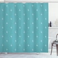 thumbnail image 1 of Blue and White Shower Curtain, Simple Minimalist Design with Arrows of Thunder on Pastel Background, Fabric Bathroom Set with Hooks, 69W X 84L Inches Extra Long, Teal and White, by Ambesonne, 1 of 3