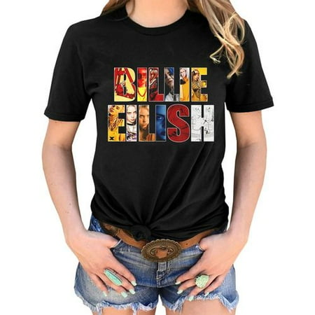 Graphic Designs Shirts Fancyleo Kpop Singer Billie Eilish T Shirt Women Gilrs Fashion Personality Design Print Graphic Tee Shirts Tops ()