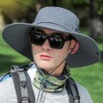 thumbnail image 3 of Sombrero de cubo grande para hombre, gorro de poliéster para exteriores, sombrero de pescador para ciclismo, pesca, escalada en roca - Gris oscuro SM SunniMix sombrero de copa, 3 of 7
