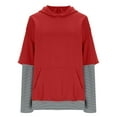 thumbnail image 5 of Blouses for Women Dressy Casual Oversized Hoodies Casual Long Sleeve Sweatshirts Pullover Sweaters Teen Girls Stripe Splicing Fake Two Pieces Clothes, 5 of 9