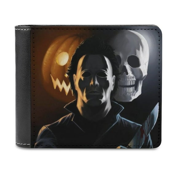Michael Myers Halloween Leather Wallet for Men Women Two Fold Purse Slim Cash Card Holder Bag