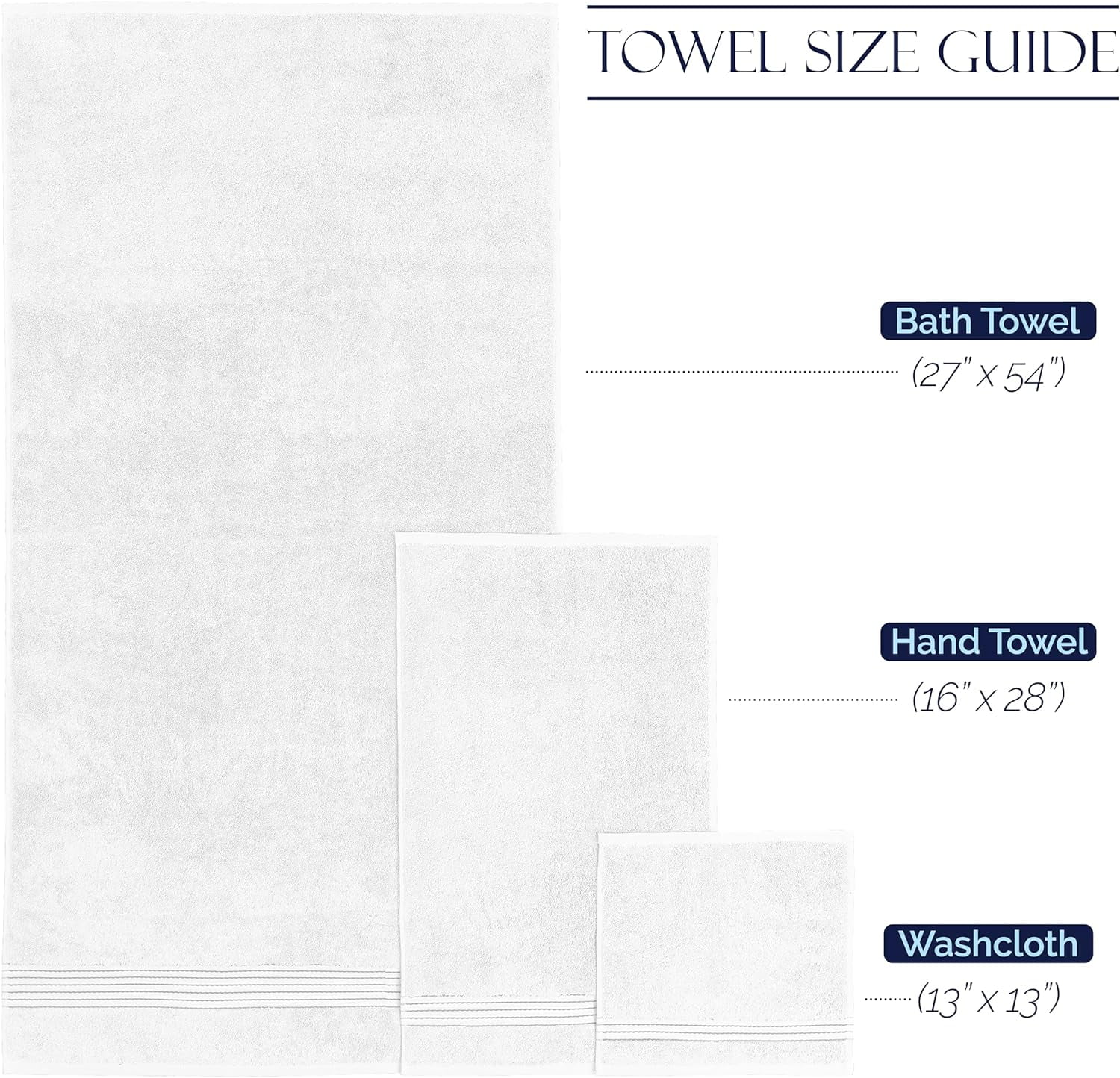 Cotton 6-Piece Towel Set, Includes 2 Washcloths, 2 Hand Towels and 2 Bath Towels, 100% Turkish Cotton , White/Gray