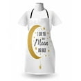thumbnail image 3 of I Love You to the Moon and Back Apron, Crescent Moon Loving Feeling Stars Illustration, Unisex Kitchen Bib with Adjustable Neck for Cooking Gardening, Adult Size, White Mustard, by Ambesonne, 3 of 4