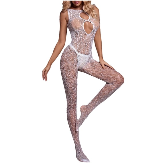 Fashion Sets for Womens Fishnet Bodystocking Plus Size Crotchless Bodysuit Sexy Tights Soft Nightwear Lingerie