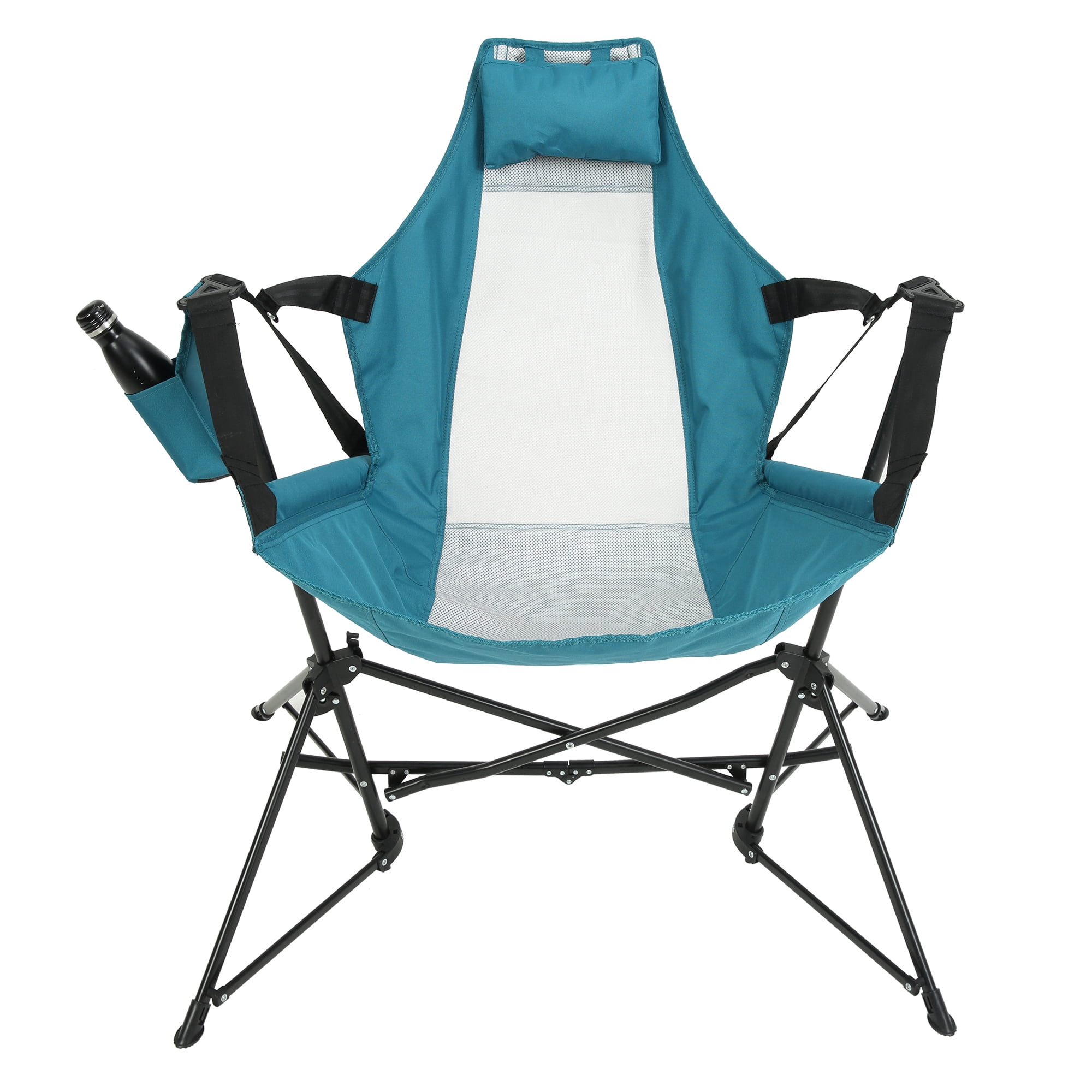 Leumius Hammock Camping Chair,Oversized Folding Camping Chair with Pillow Cup Holder, Recliner with Carry Bag for Outdoor Travel Lawn Backyard,Blue