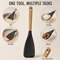 thumbnail image 5 of Large Cooking Spoons for Serving, 12.2" Nonstick Silicone Spoonula with Wooden Handle, Heat Resistant Rubber Serving Spatula Spoon for Mixing, Baking, Scooping and Scraping Great for Stir Frying, 5 of 7