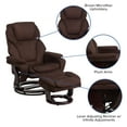 thumbnail image 6 of Emma + Oliver Multi-Position Recliner & Ottoman with Swivel Wood Base in Brown Microfiber, 6 of 12