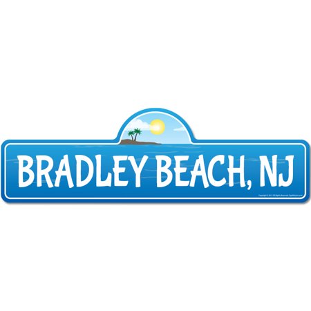 Bradley, NJ New Jersey Beach Street Sign | Indoor/Outdoor | Surfer, Ocean Lover, Décor For Beach House, Garages, Living Rooms, Bedroom | Signmission Personalized (Best Beach In New Jersey For A Day Trip)