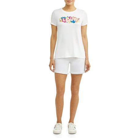 EV1 from Ellen DeGeneres Floral Love Crew Neck Short Sleeve Graphic T-Shirt