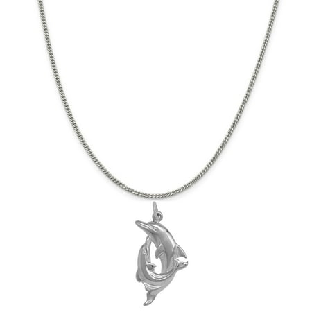 - Sterling Silver Double Dolphin Charm on a Sterling Silver 20 Curb Chain Necklace