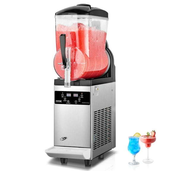 VEVOR Commercial Slushy Machine, 12L Single Tank Frozen Drink Machine, 48 Cups Stainless Steel Margarita Smoothie Frozen Drink Maker, Slushie Maker