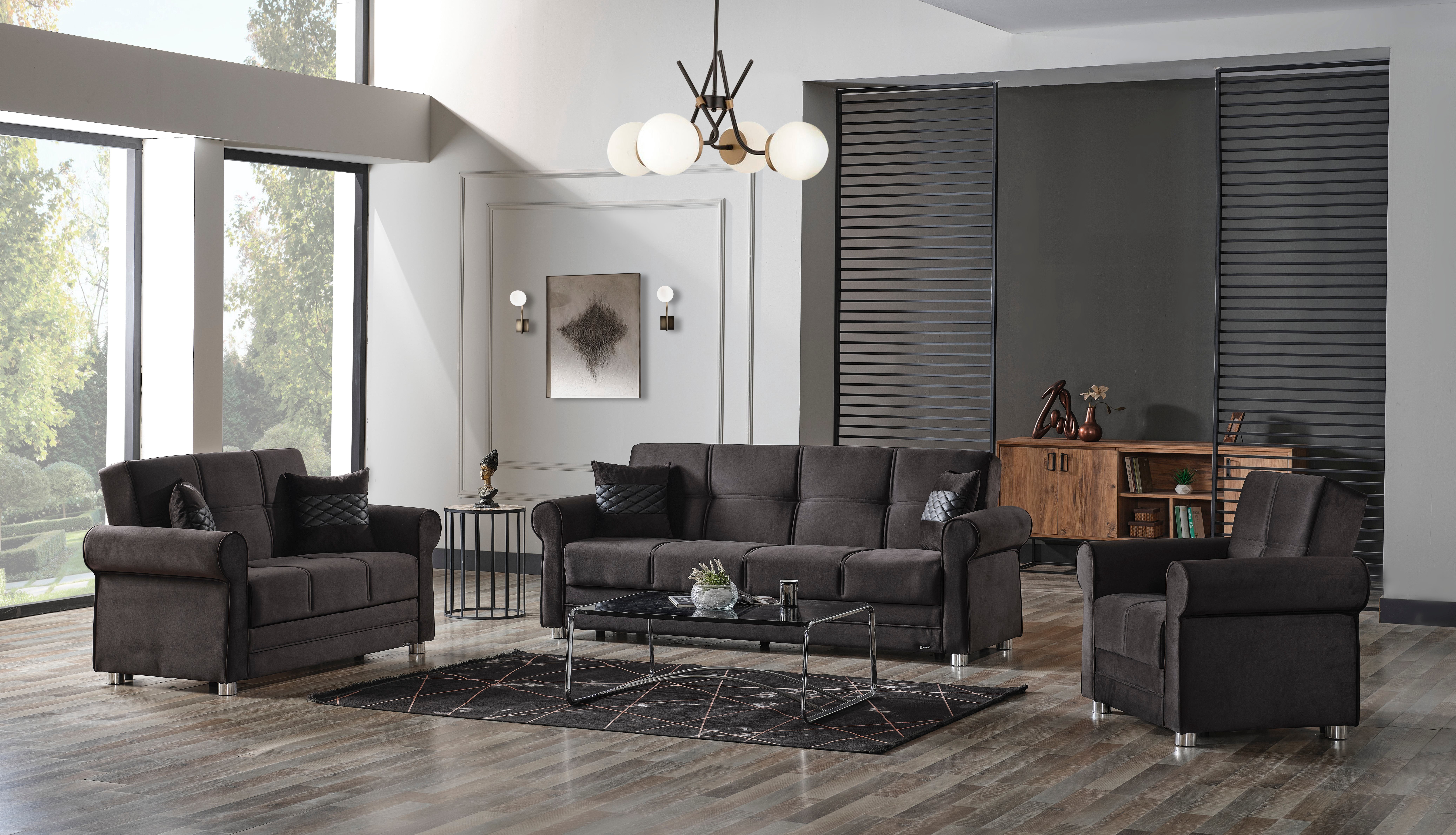 Ottomanson Convertible Accent Armchair with Hidden Storage, Firm Comfort Seating, Black
