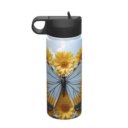 

Uemuo Vibrant Butterfly And Sunflowers Print 18oz Sports Insulated Kettle Water Bottle Outdoor Sports Bottle Insulated Hydration Bottle with Handle & Flip Straw