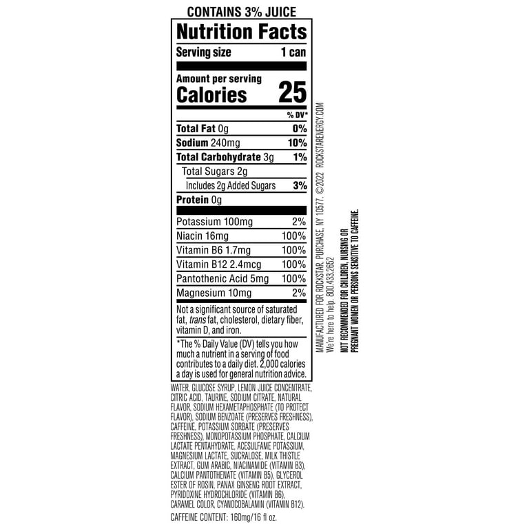 Rockstar Lemonade Nutrition Facts