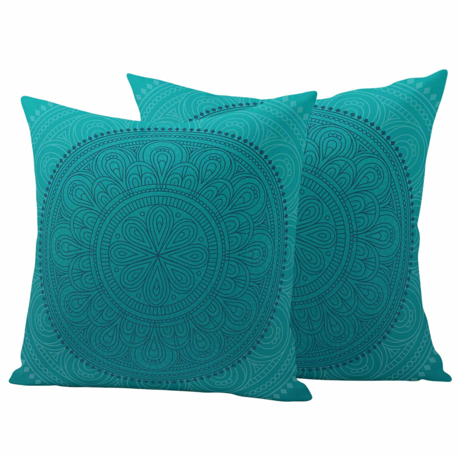 Teal Boho Outdoor Pillow Covers 18x18 Inch Throw Pillow Covers Set of 2 Waterproof Decorative Pillow Cases Farmhouse Abstract Geometric Aesthetic Art Cushion Covers for Patio Furniture Garden Couch