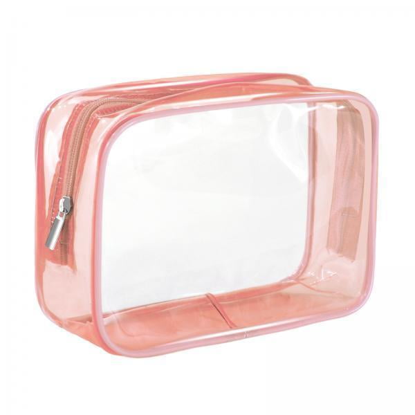4x Neceser Impermeable Reutilizable Para Artículos De Tocador, Bolsa De Playa, Bolsa De Maquillaje Transparente, Color Rosa