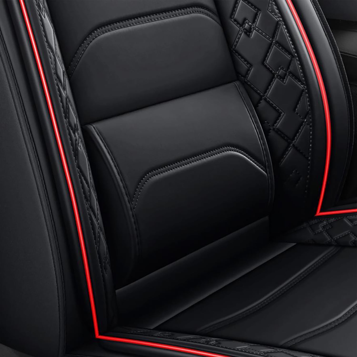 Car Seat Covers Full Set for Toyota Tacoma 2016-2023 2 Rows 5-Seat Set Faux Leather Seat Covers Waterproof Car Seat Protector (5-Seat Set, Black&Redline)