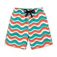 thumbnail image 2 of OSOLU Boys Athletic Shorts Summer Beach Breathable Colorful Striped Drawstring Elastic Waist Loose Fit Running Shorts For Kids 2-14Y, 2 of 3