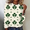 thumbnail image 2 of ClodeEU Womens St. Patrick's Clover Print Irish Pullover ,Long Sleeve Shamrock Round Neck Sweatshirts Green 01,Womens Plus XXL, 2 of 5