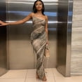 thumbnail image 5 of Women's Snake Print Halter Dress, Sleeveless, Backless, Sexy, 5 of 17