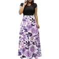 thumbnail image 2 of Empire Waist Dresses for Women 2023 Short Sleeve Crewneck Floral Maxi Long Dress Summer Fashion Casual Sun Boho Dresses, 2 of 5