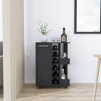 We Have Furniture Bar Cart Wells, Four Casters, Black Wengue Finish