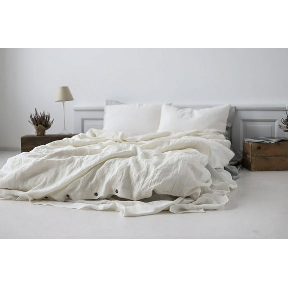 Pavish Export Ivory Bedding Duvet Cover Set 3 Pieces 100% Washed Cotton Duvet Cover Linen Like Textured Breathable Durable Soft Comfy Twin