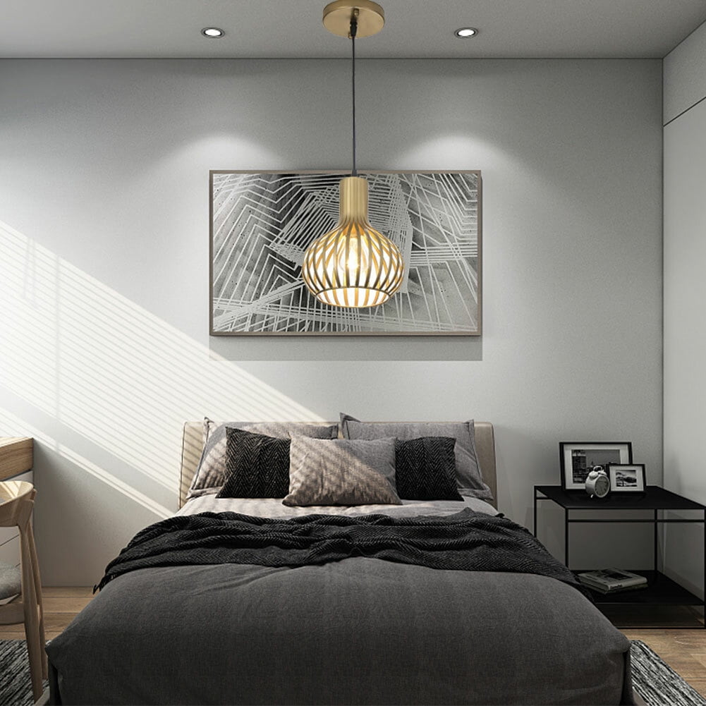 Modern Gold Cage Chandelier Ceiling Light Kitchen Island Pendant Lamp Fixture for Living Rooms, Bedrooms