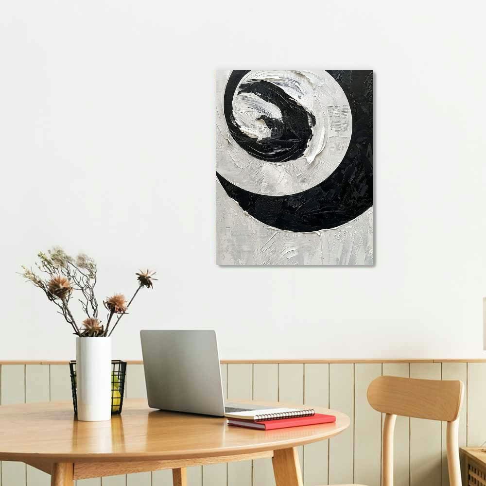 Nawypu Black and White Abstract Canvas Wall Art Modern Texture Painting Minimalist Abstract Prints Poster Black and White Texture Canvas Picture Modern Black and White Abstract Artwork