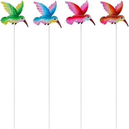Milisten Decorative Yard Stakes Green Hummingbird Shape Garden 4Pcs 14.54X3.14X3.14in