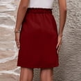 thumbnail image 4 of Women's Tie Waist Casual Skirt with Pockets, Ruffle Elastic Waist Solid A-Line Midi Skirt, Summer Casual Work Daily Skirt for Women 08-Wine L, 4 of 5