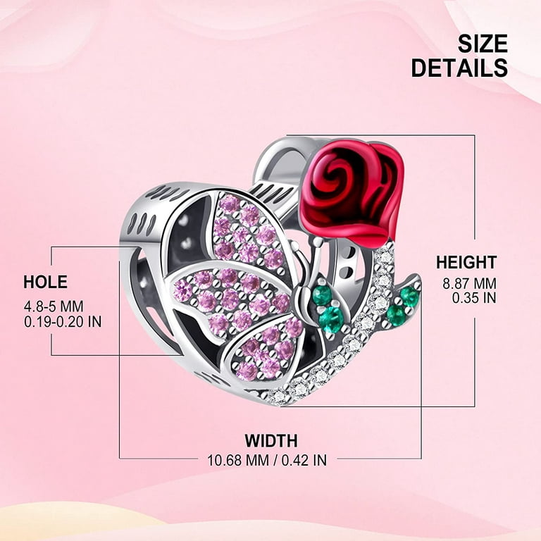 Rose Gold Heart Crystal Butterfly Flower Charm Beads For European Pandora  Heart Charm Bracelet High Quality DIY Womens Jewelry From Annawang2016,  $10.73