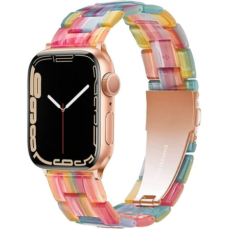 Light Apple Watch Band-Fashion Resin iWatch Bands for Women Men Bracelet Compatible with Stainless Steel Buckle for Apple Watch Series 10 Series SE Se