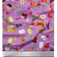 thumbnail image 1 of Soimoi Crepe Silk Fabric Fruits,Bread & Donut Food Print Fabric by The Yard 42 Inch Wide, 1 of 1