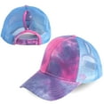 thumbnail image 3 of SPRING PARK Unisex Outdoor Women Men Tie Dye Anti Sun Adjustable Cotton Baseball Cap Casual Mesh Ponytail Hat, 3 of 5