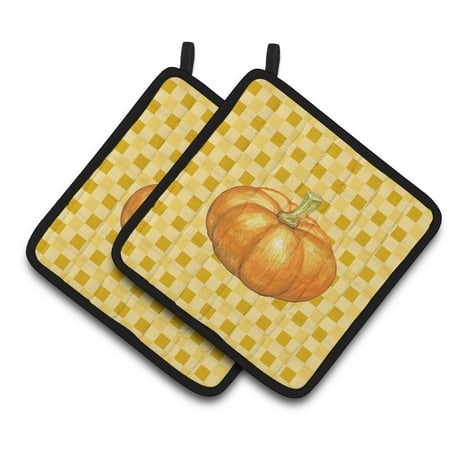 

Caroline s Treasures Pumpkin on Basketweave Pair of Pot Holders
