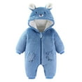 thumbnail image 2 of Nafuu Boys Romper Solid Color Crew Neck Long Sleeve 2026 Newborn Panda Outfit Suit Fold Over Mittens Footies Winter Snowsuit Clothes Hooded Jumpsuits Boy Jumpsuit,Blue,0-3 Months, 2 of 8