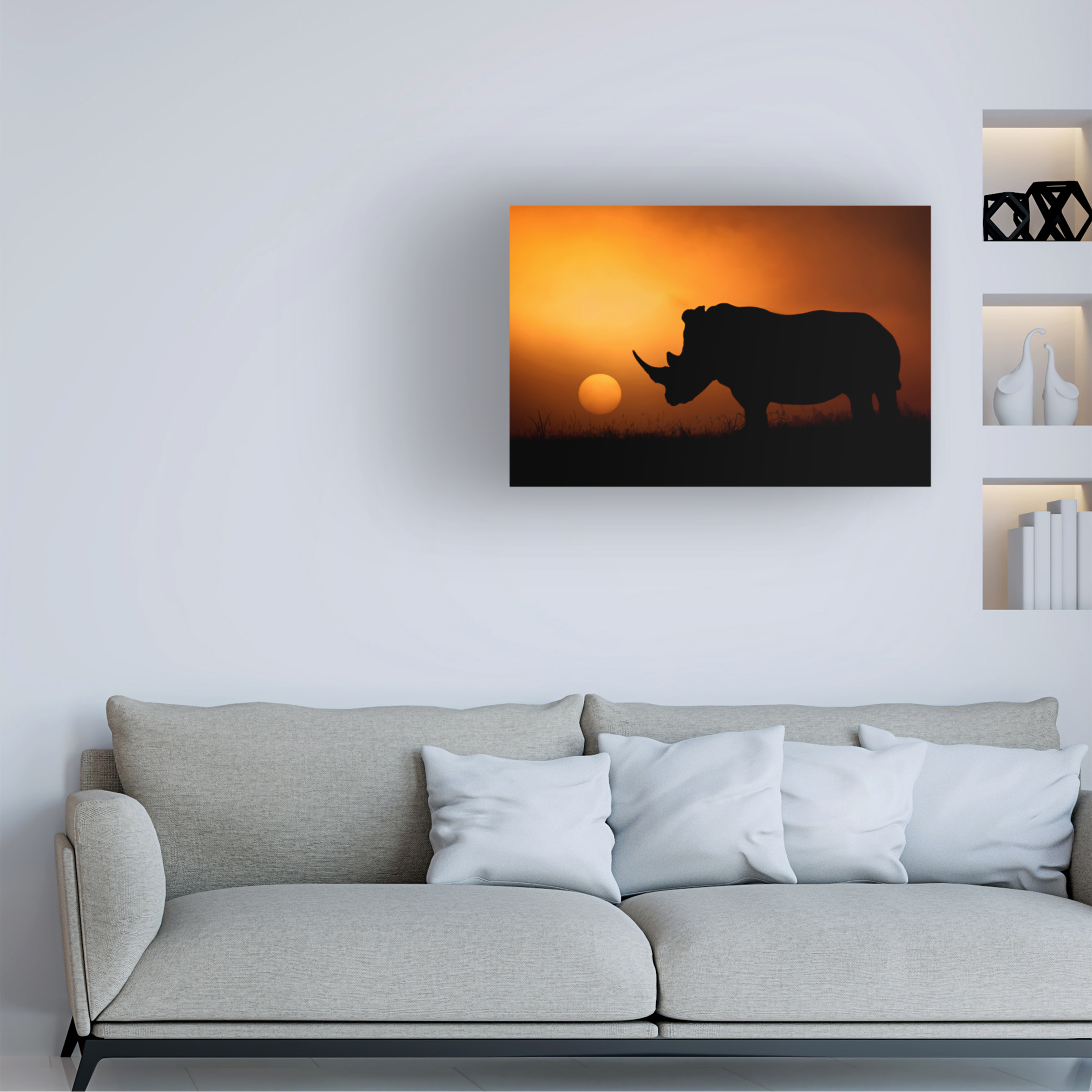 Mario Moreno 'Rhino Sunrise' Canvas Art