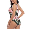 thumbnail image 5 of Yiaed Rose Flowers Print Women One Piece Swimsuits Tummy Control One Shoulder Bathing Suits Pattern Ruffle Swimwear-X-Large, 5 of 8