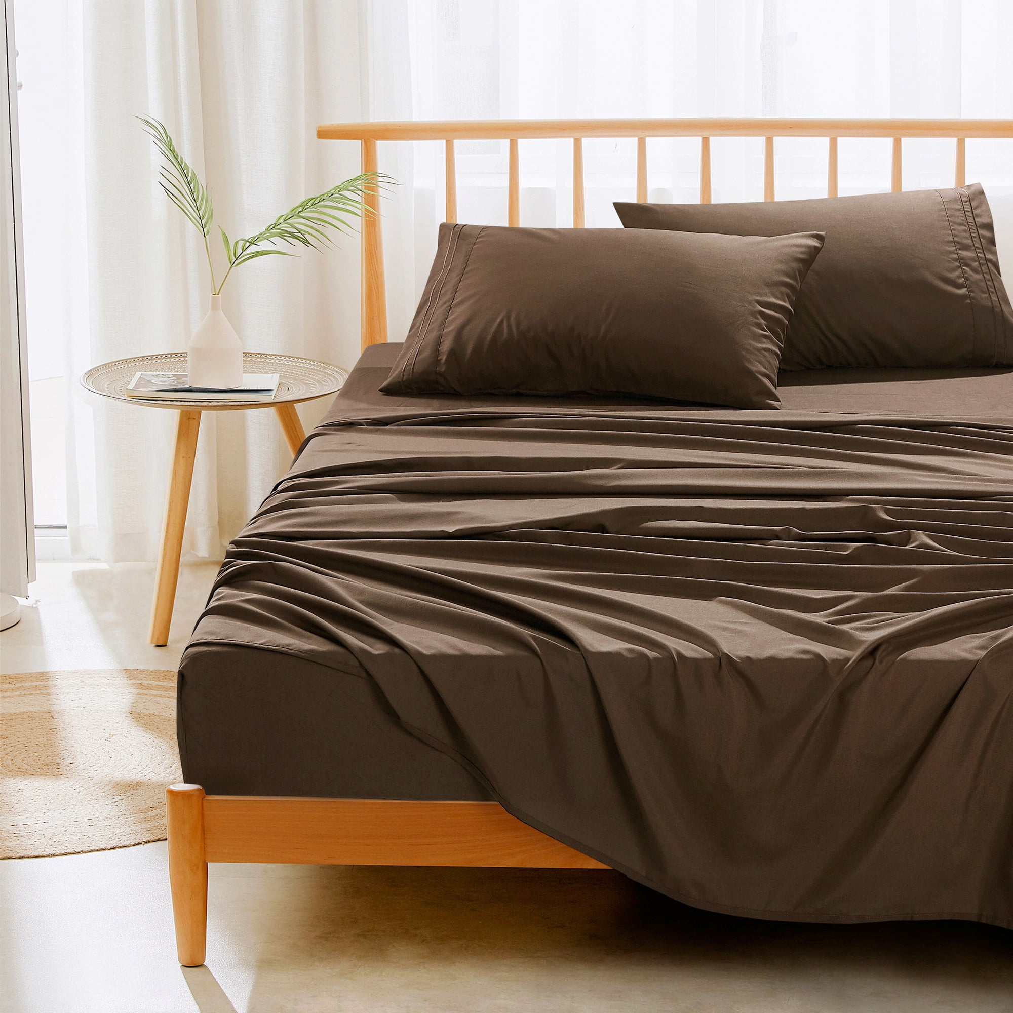 4-Piece Set Bed Sheets, Bedding with Fitted Sheet, Flat Sheet & Pillowcases