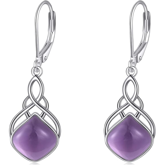 Irish Earrings for Women Sterling Silver Celtic Knot/Wings Leverback Earrings Nature Stone Long Celtic Teardrop Dangles Drop Earrings Jewelry Gifts for Women