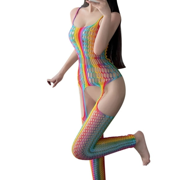 Women Underwear Sexy Women Underwear Hollow Lace Tight Sexy Rainbow PrintedWomens Stockings Lingerie Plus Size Sling ShotCow LingerieDresses ForSleepClub Bodysuits ForPersonalized Panties Personalized