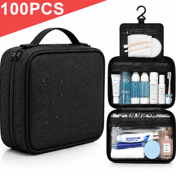 NIUTA® Travel Toiletry Bag for Women, 3-Tier Hanging Makeup Organizer with Hook, Large Capacity Water-Resistant Cosmetic Bag, Tri-Fold Travel Organizer Bag for Toiletries, Makeup, Shampoo,Accessories
